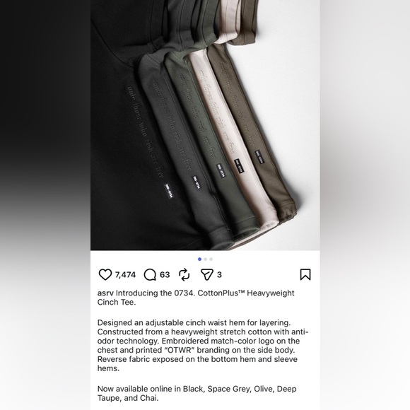 ASRV 0734 CottonPlus Heavyweight Cinch Tee Size XL - Picture 6 of 10